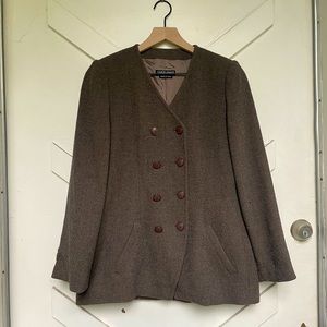 Giorgio Armani Melange Double Breasted Blazer Brown Boucle Size 40